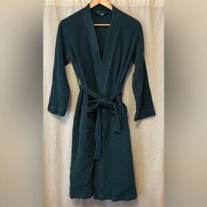 Coyuchi Dark Teal Waffle Robe